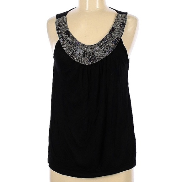 Simply Irresistible Sleeveless Tank Top bead embellished collar medium black - Picture 1 of 7